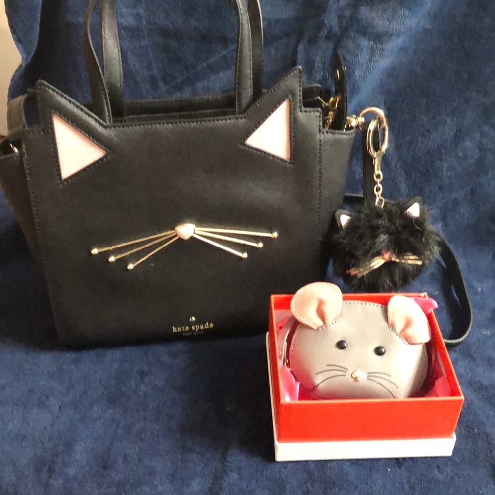 Kate Spade Cat Bag with HTF Mouse change purse. Excellent condition. Seldom used